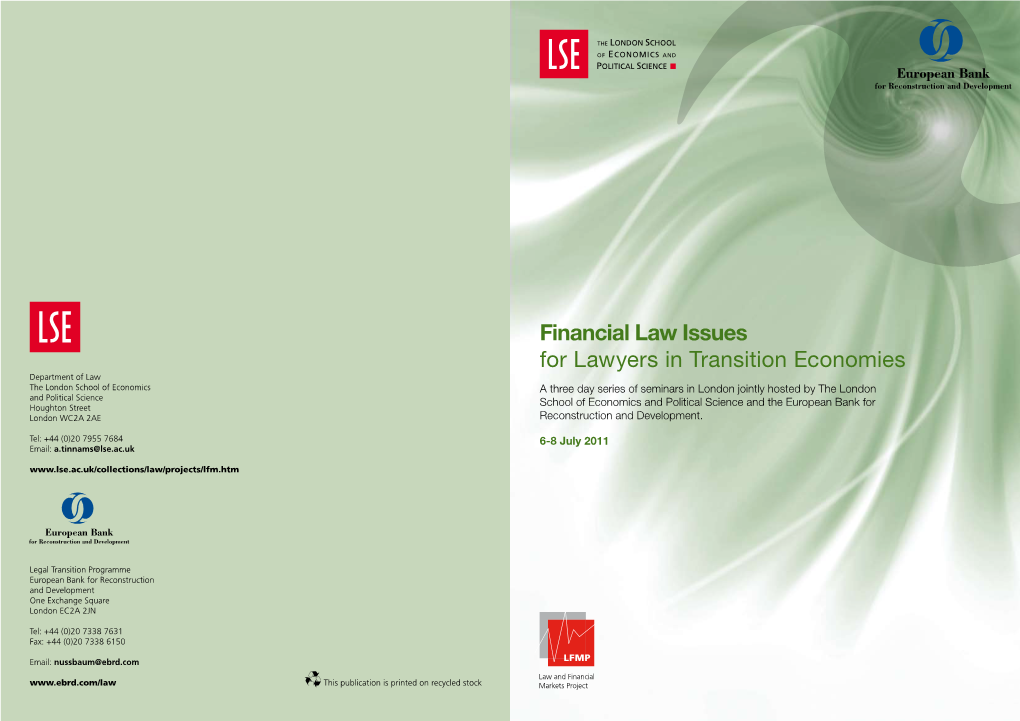 Financial Law Issues for Lawyers in Transition Economies