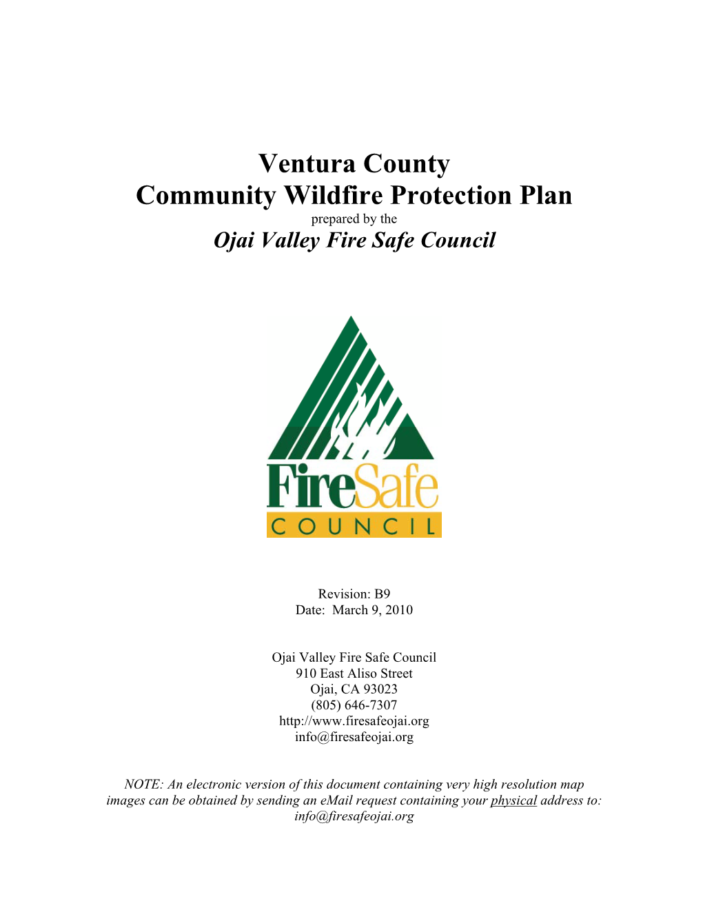 Ventura County Community Wildfire Protection Plan Prepared by the Ojai Valley Fire Safe Council