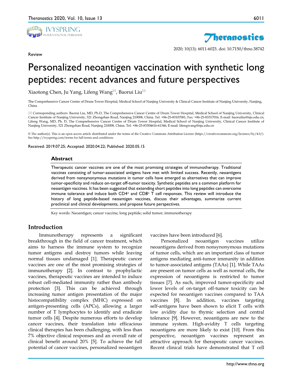 Theranostics Personalized Neoantigen Vaccination With