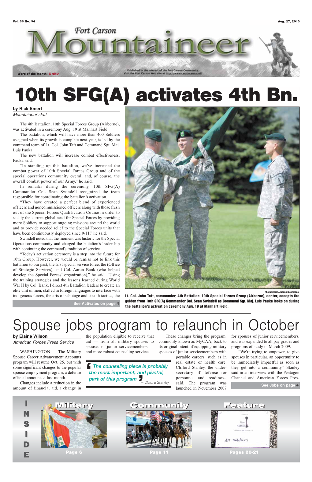 10Th SFG(A) Activates 4Th Bn