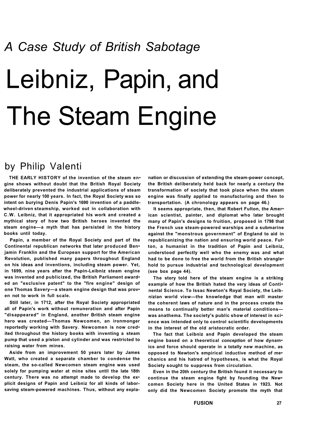 Leibniz, Papin, and the Steam Engine