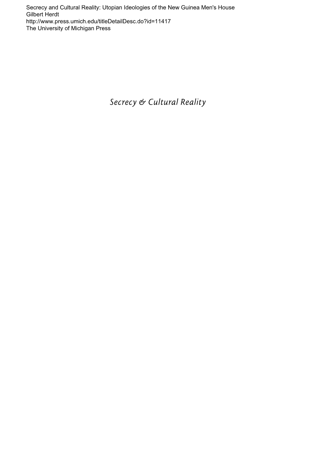 Secrecy & Cultural Reality