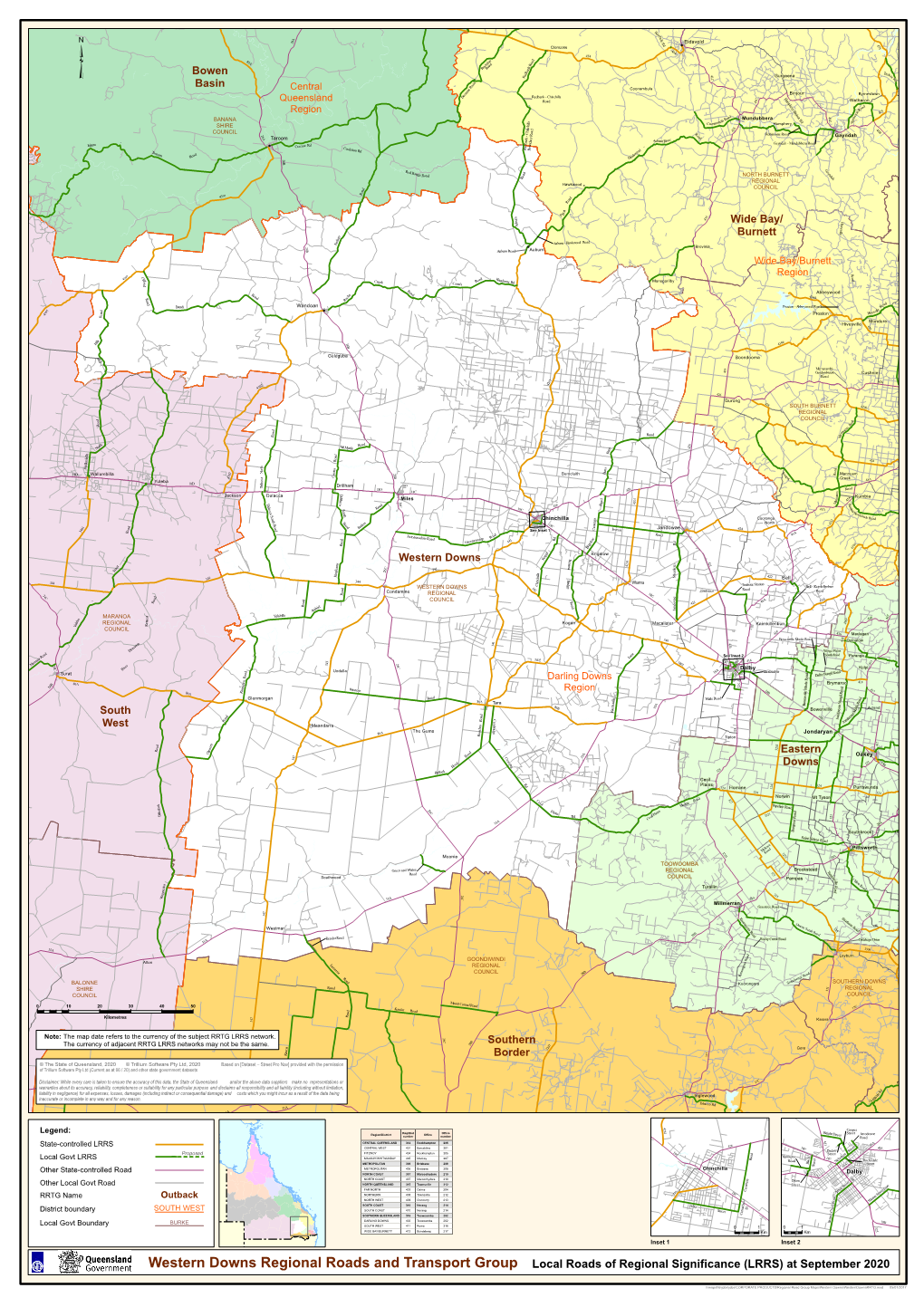 Western Downs Regional Roads and Transport Group Local Roads of Regional Significance (LRRS) at September 2020