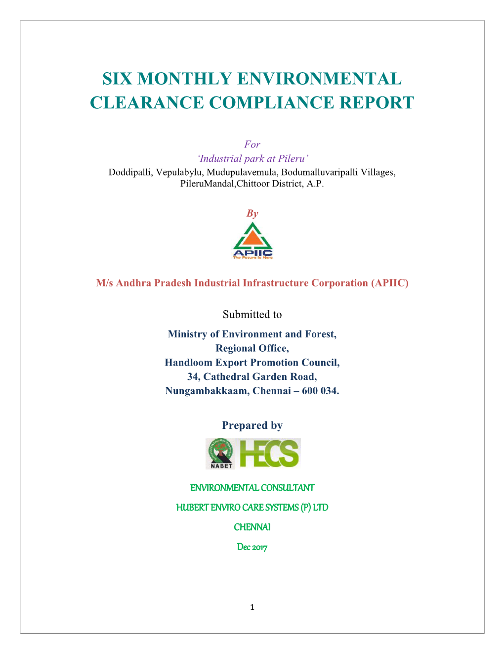 Six Monthly Environmental Clearance Compliance Report