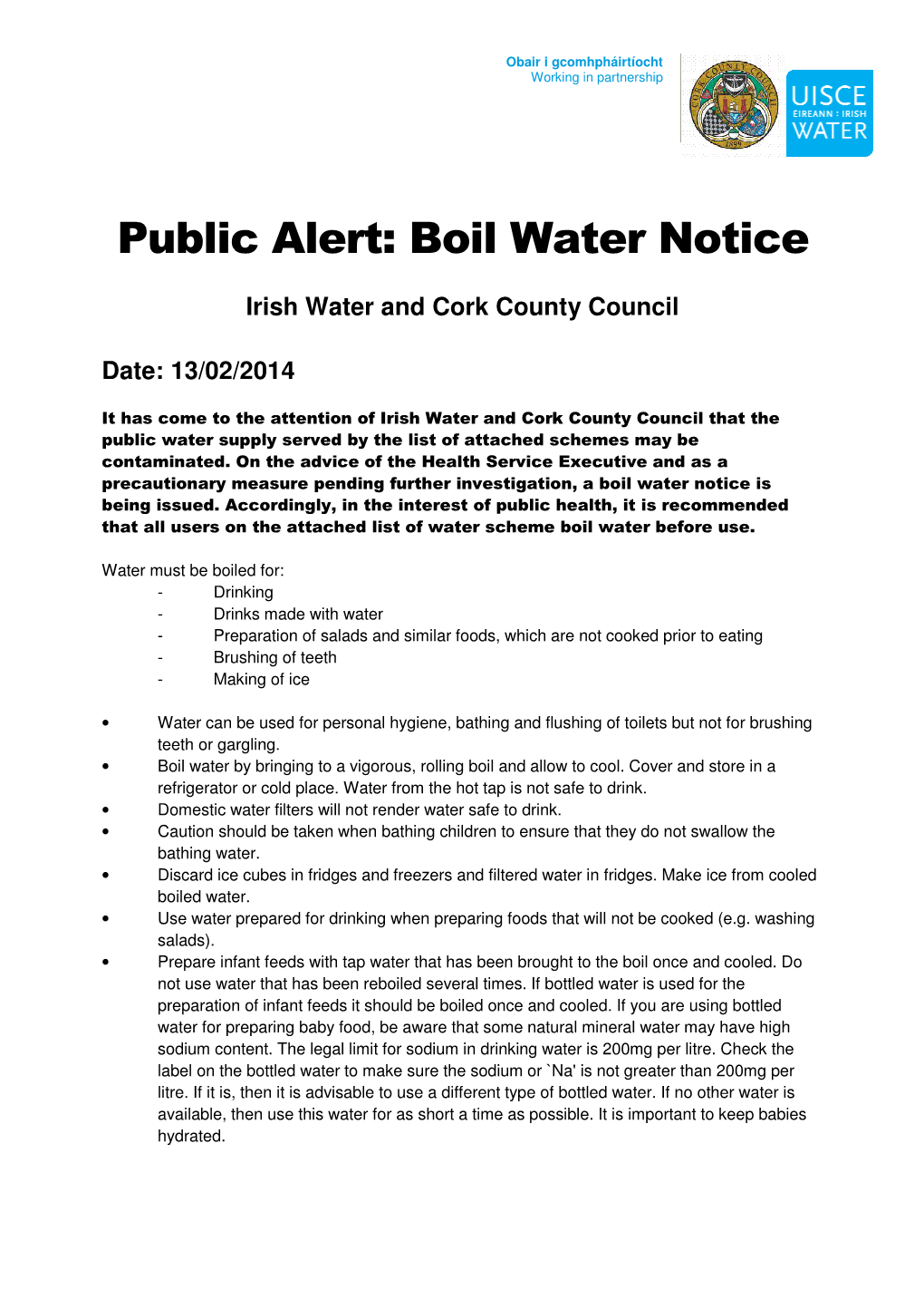 Public Alert: Boil Water Notice