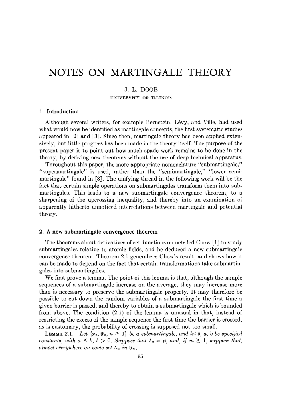 Notes on Martingale Theory