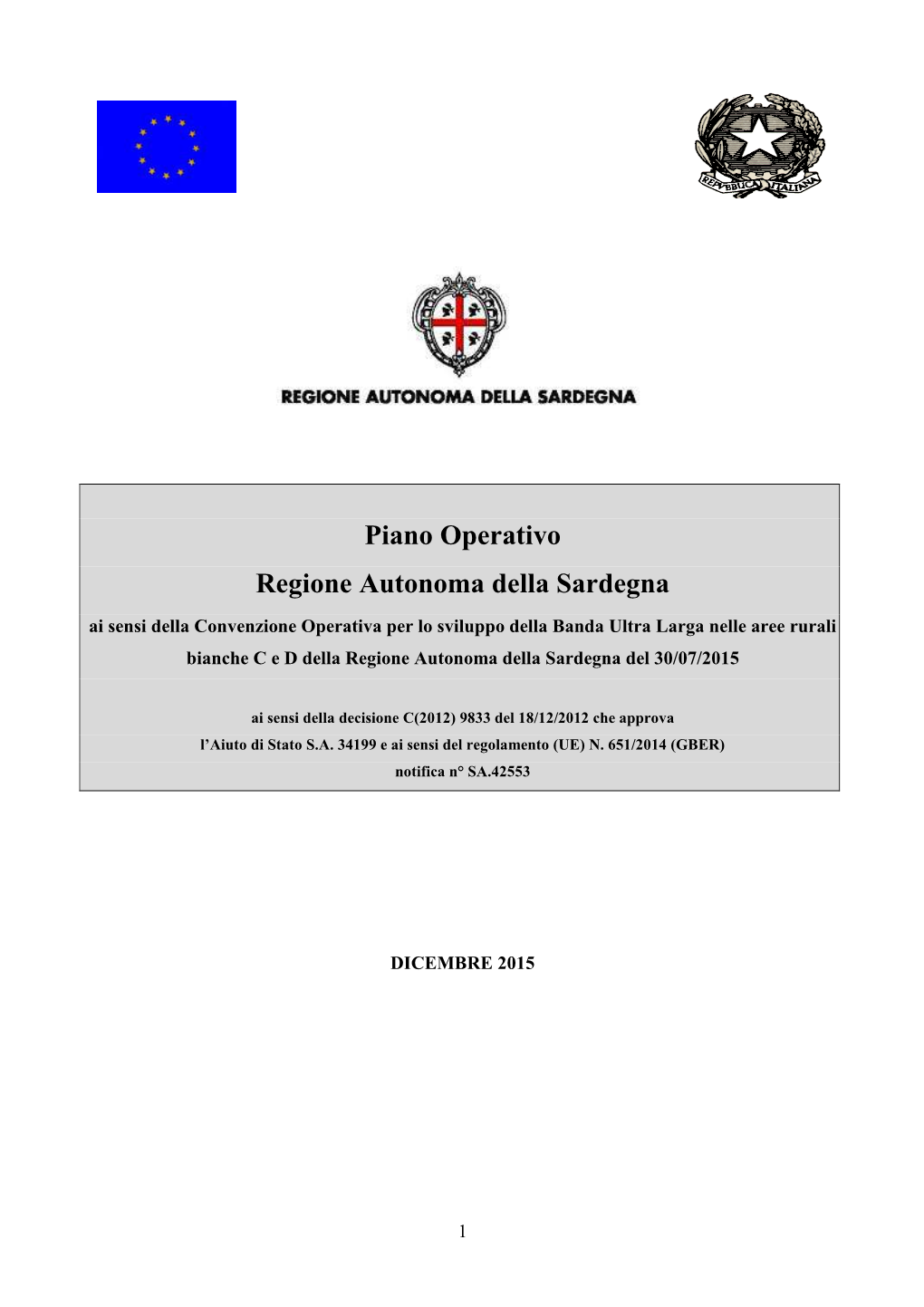 Piano Operativo Regione Autonoma Della Sardegna