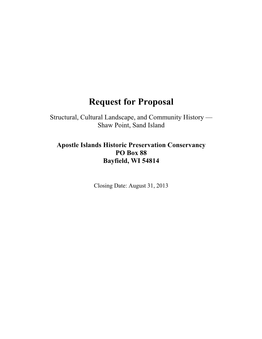 Request for Proposal