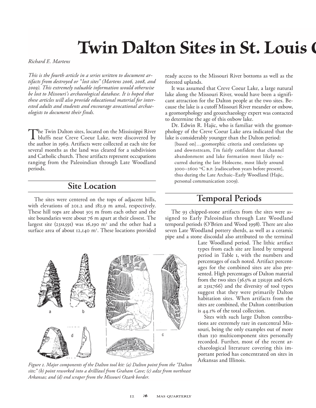 Twin Dalton Sites in St. Louis County (23SL591 and 23SL766) Richard E