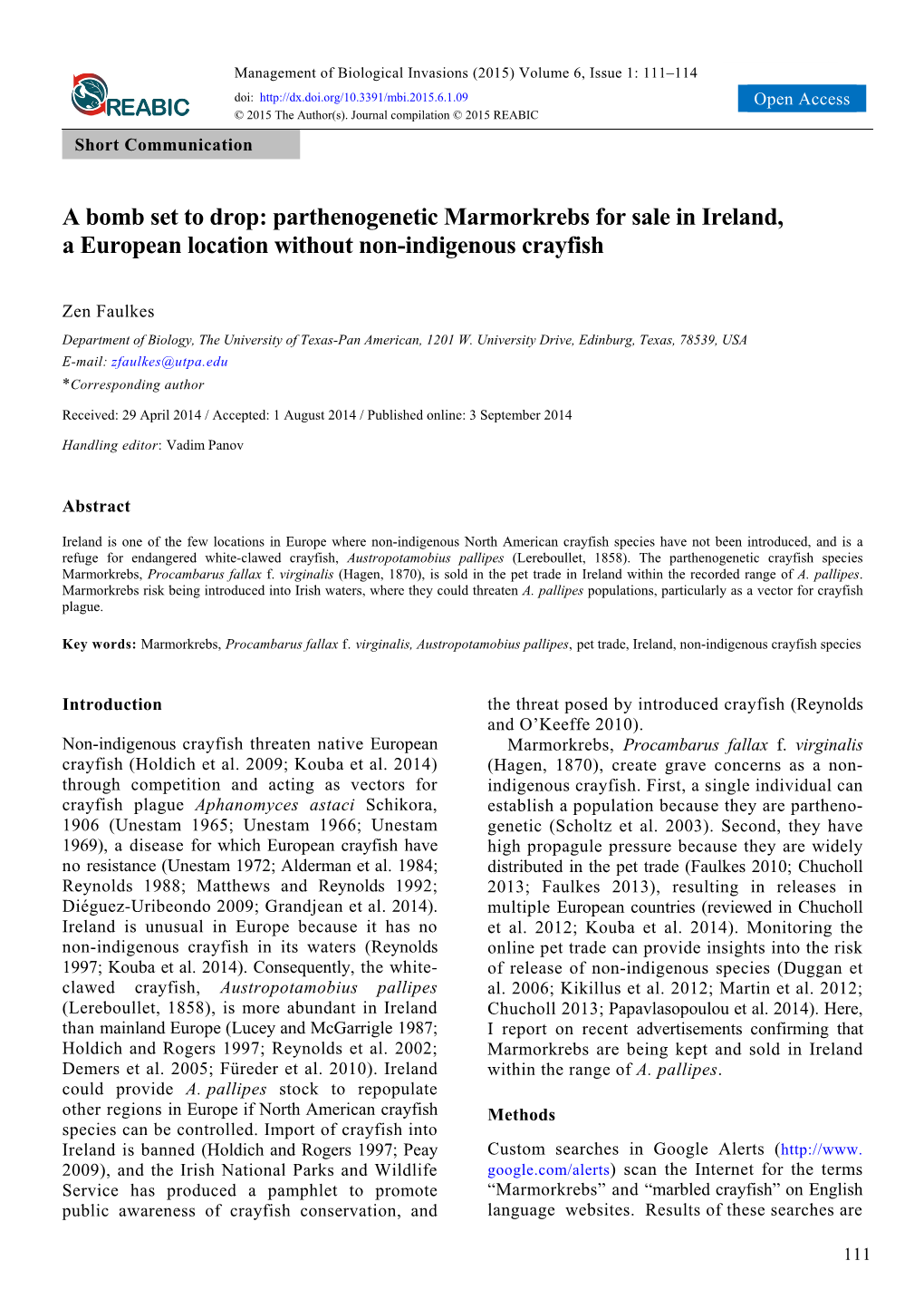 Parthenogenetic Marmorkrebs for Sale in Ireland, a European Location Without Non-Indigenous Crayfish