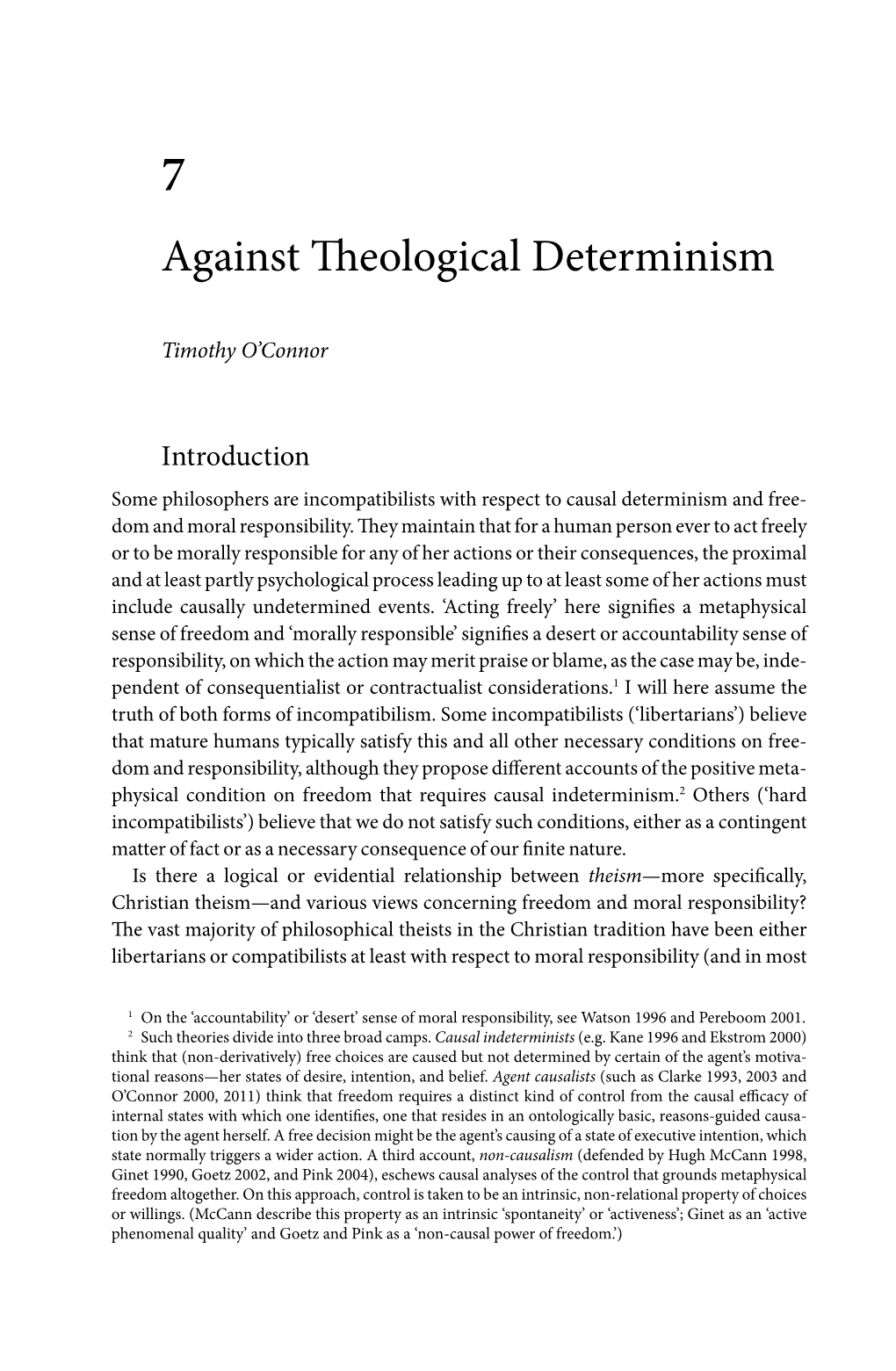 Against Theological Determinism 133 Cases with Respect to Freedom)