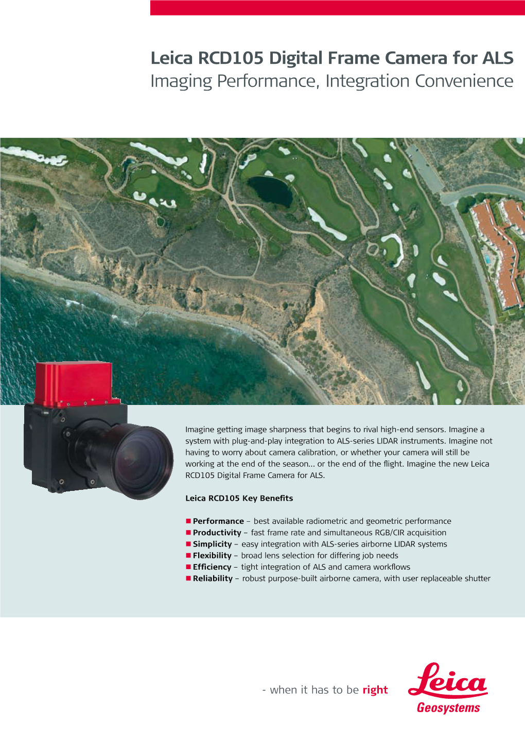 Leica RCD105 Digital Frame Camera for ALS Imaging Performance, Integration Convenience