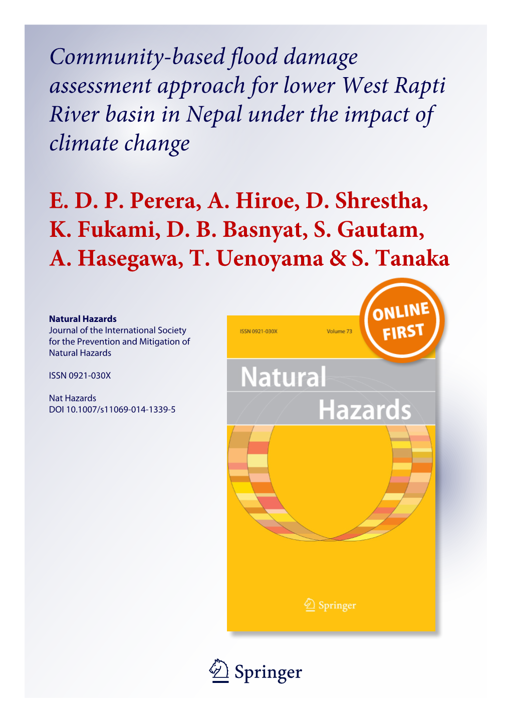 Community-Based Flood Damage Assessment Approach for Lower West Rapti River Basin in Nepal Under the Impact of Climate Change