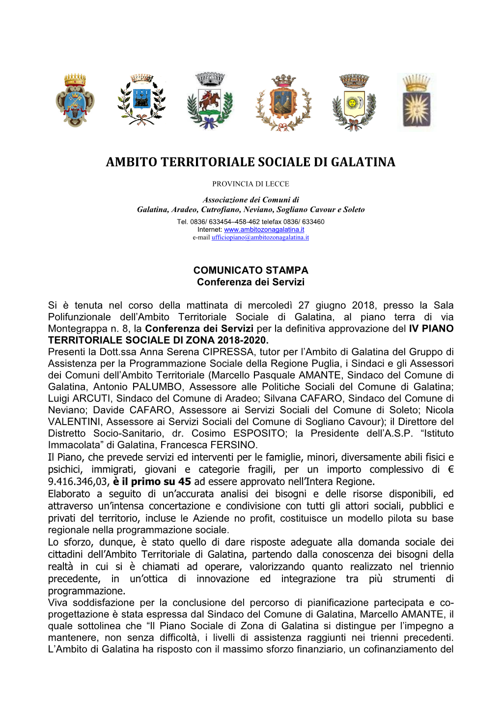 Ambito Territoriale Sociale Di Galatina