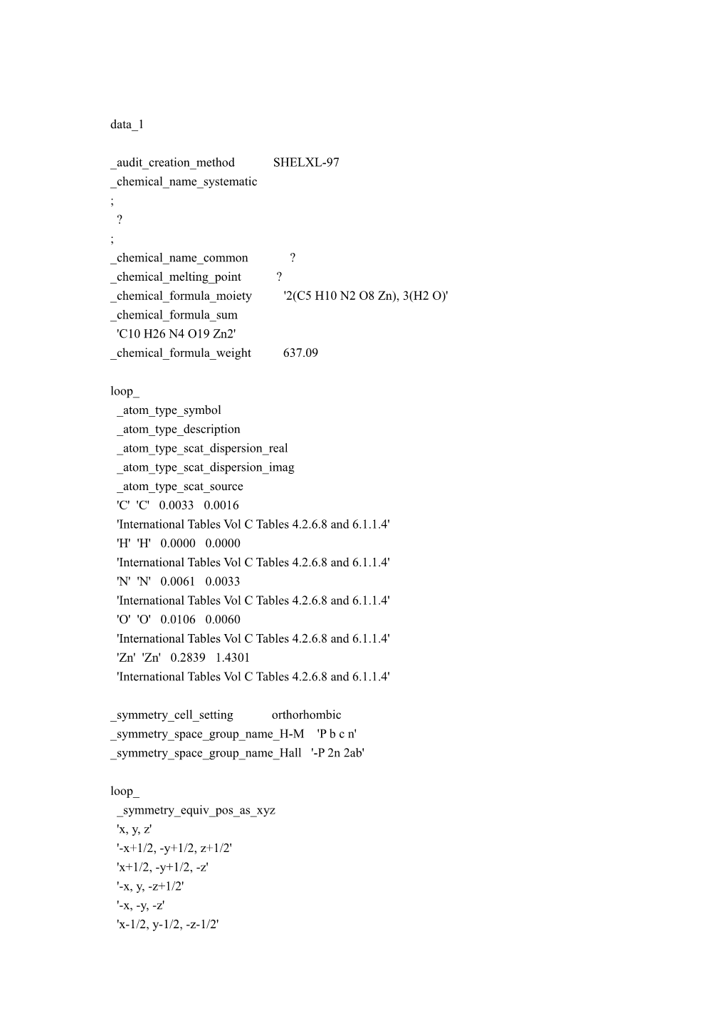 Audit Creation Method SHELXL-97 s1