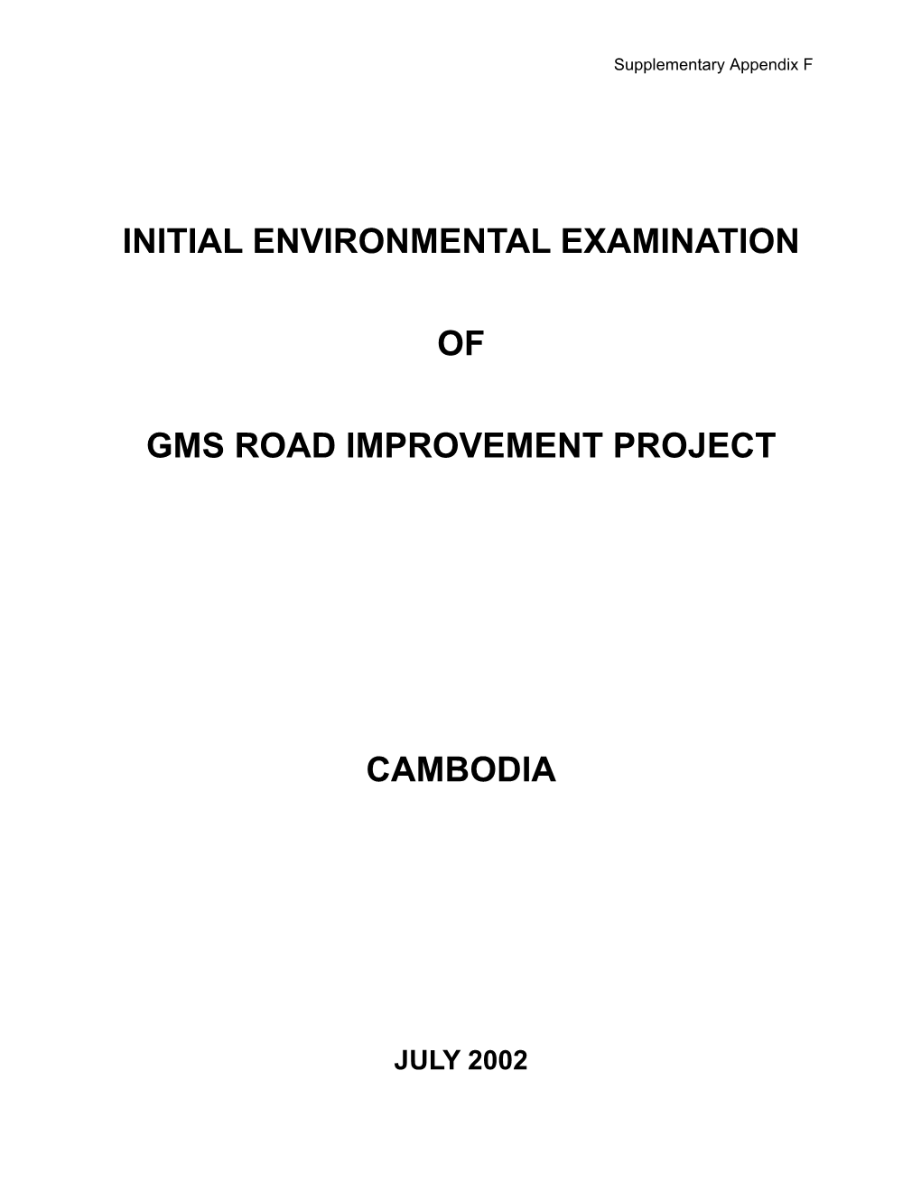 Initial Environmental Examination of GMS Road Improvement Project