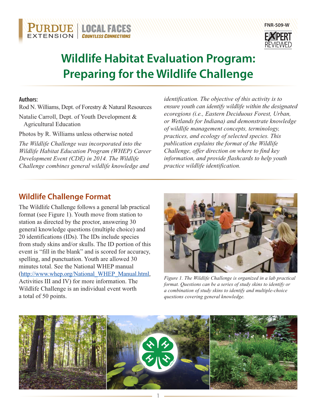 Wildlife Habitat Evaluation Program: Preparing for the Wildlife Challenge FNR-509-W