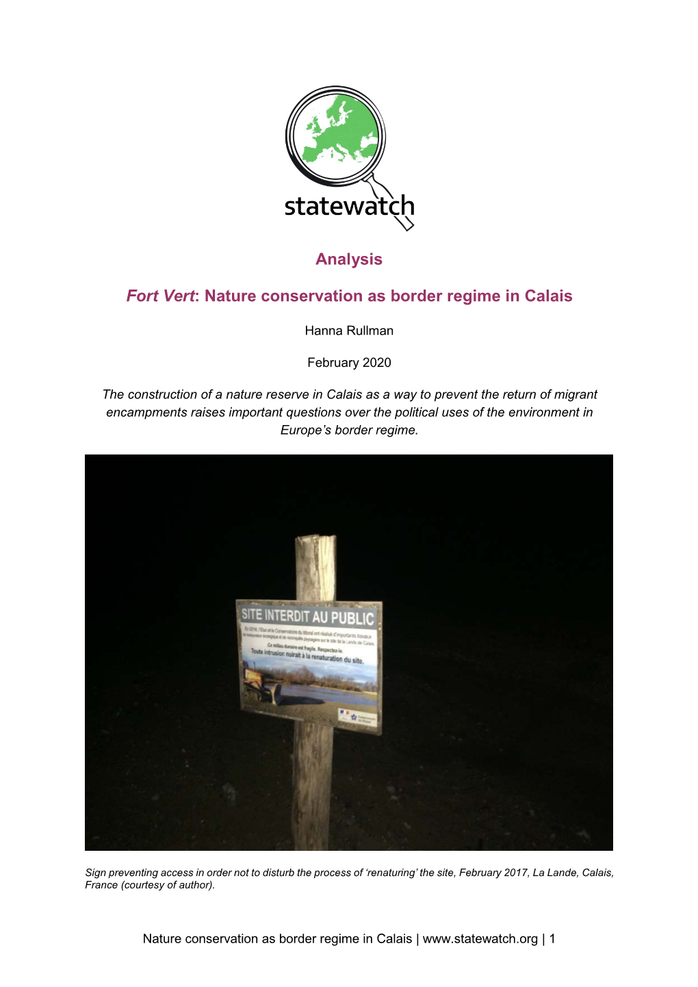 Nature Conservation As Border Regime in Calais