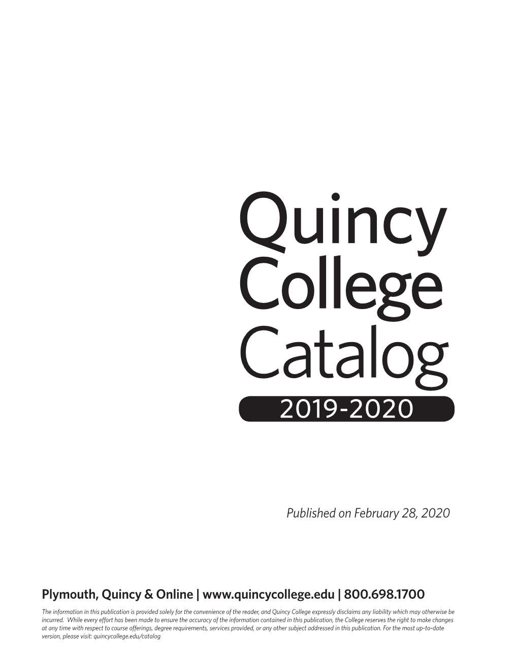 Published on February 28, 2020 Plymouth, Quincy & Online | | 800.698.1700