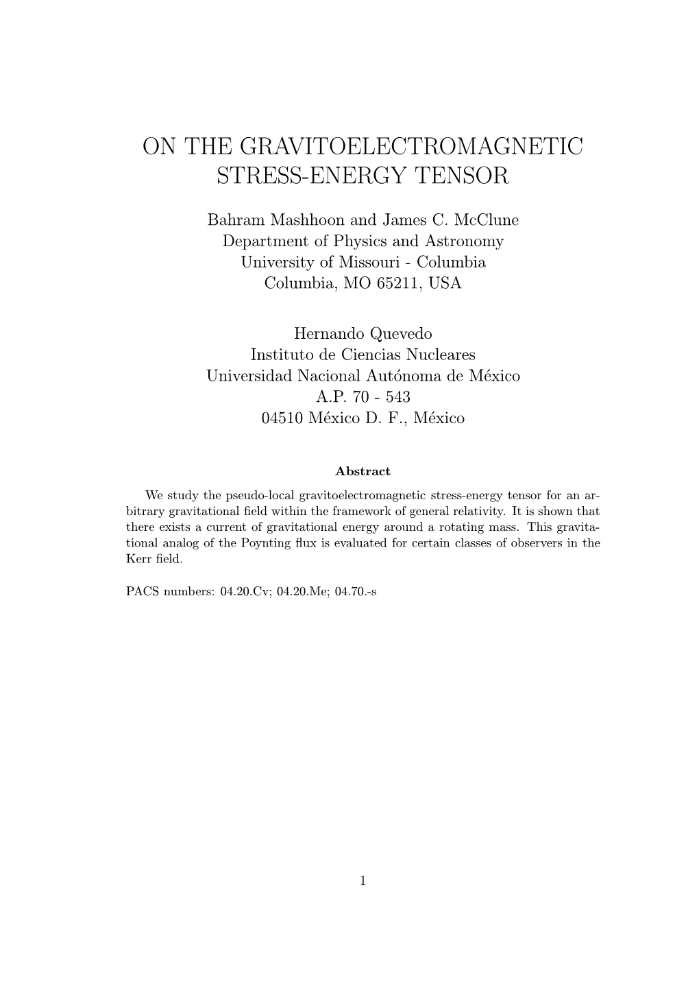 On the Gravitoelectromagnetic Stress-Energy Tensor