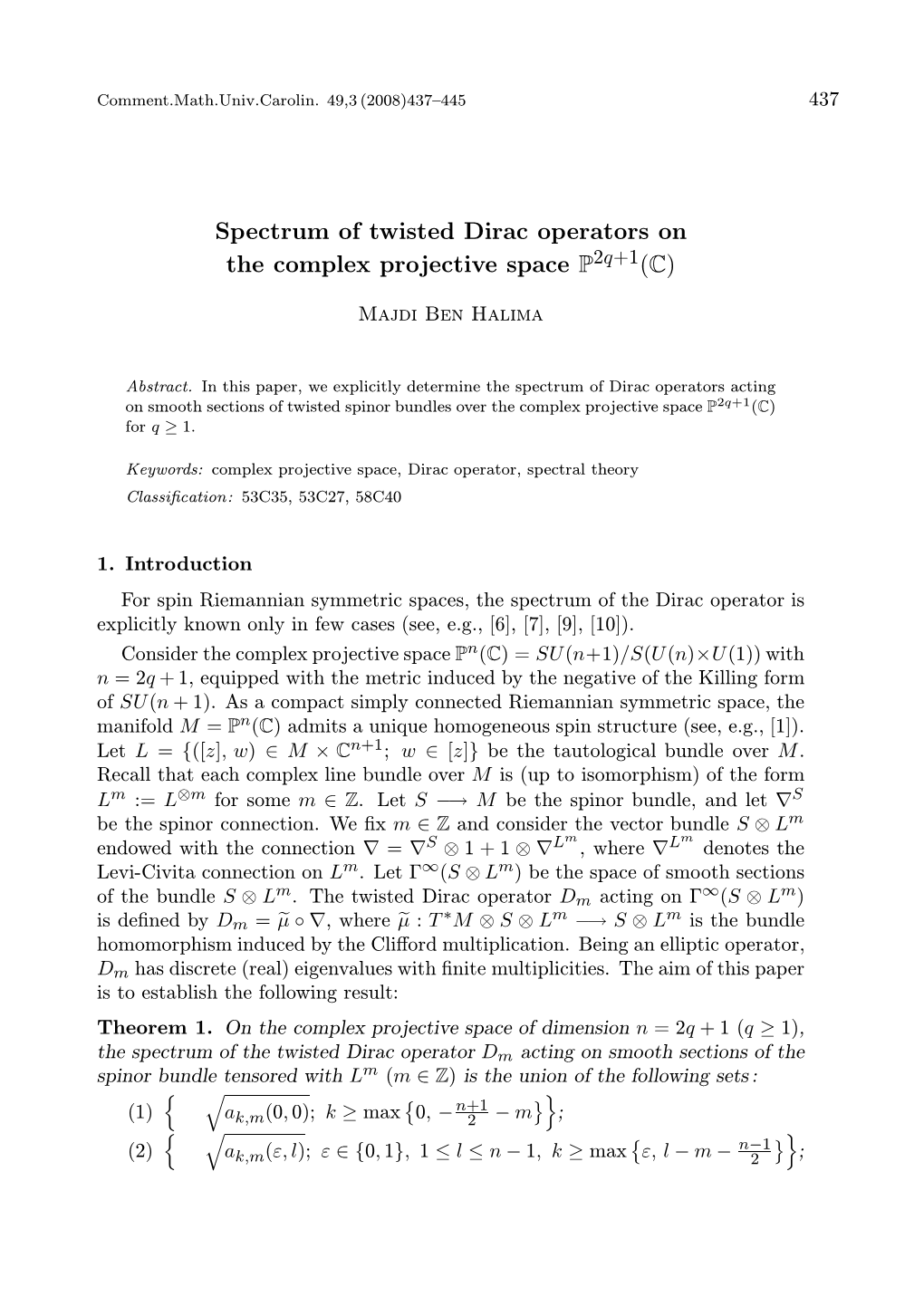 Spectrum of Twisted Dirac Operators on the Complex Projective Space P2q+1(C)