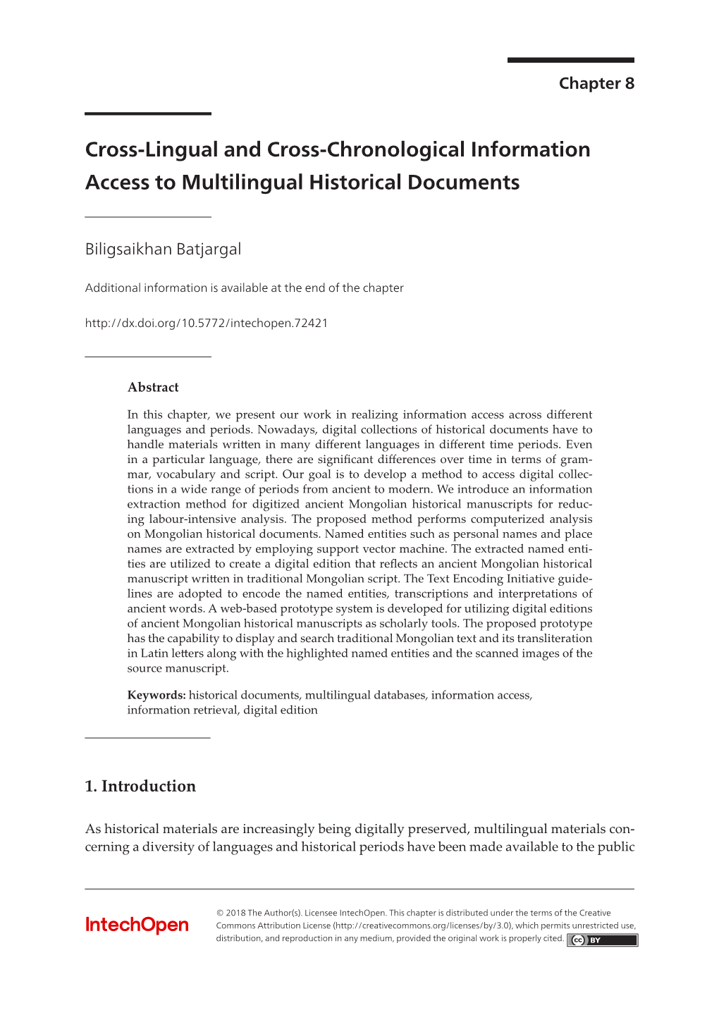 Cross-Lingual and Cross-Chronological Information