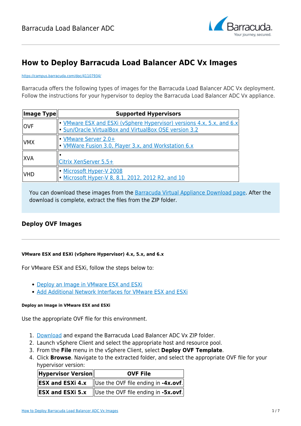 How to Deploy Barracuda Load Balancer ADC Vx Images