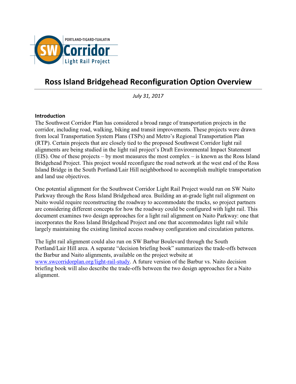 Ross Island Bridgehead Reconfiguration Option Overview