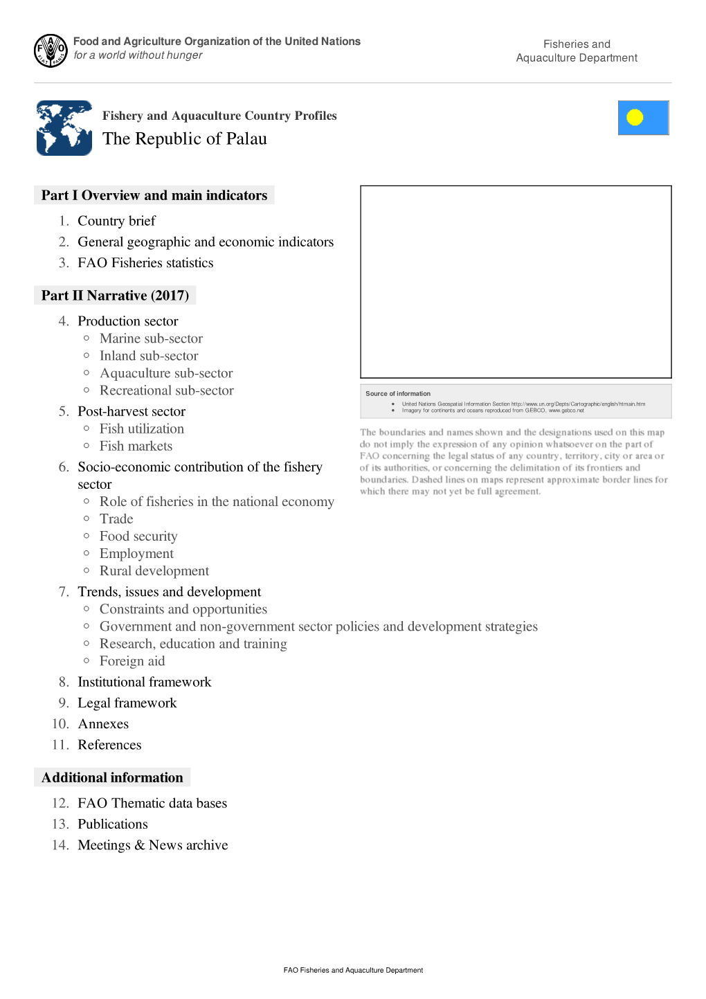 Fishery and Aquaculture Country Profiles the Republic of Palau
