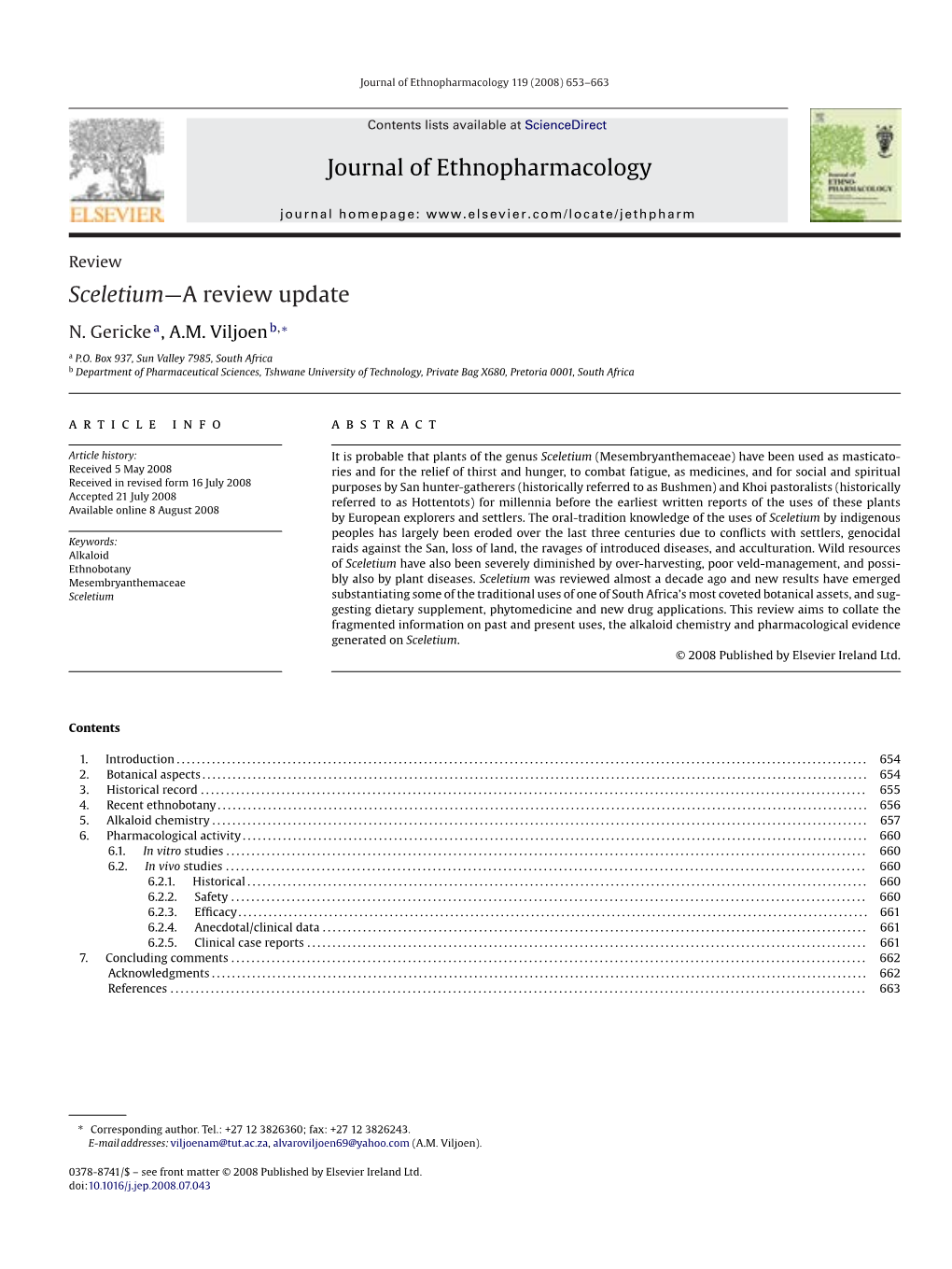 Journal of Ethnopharmacology Sceletium—A Review Update
