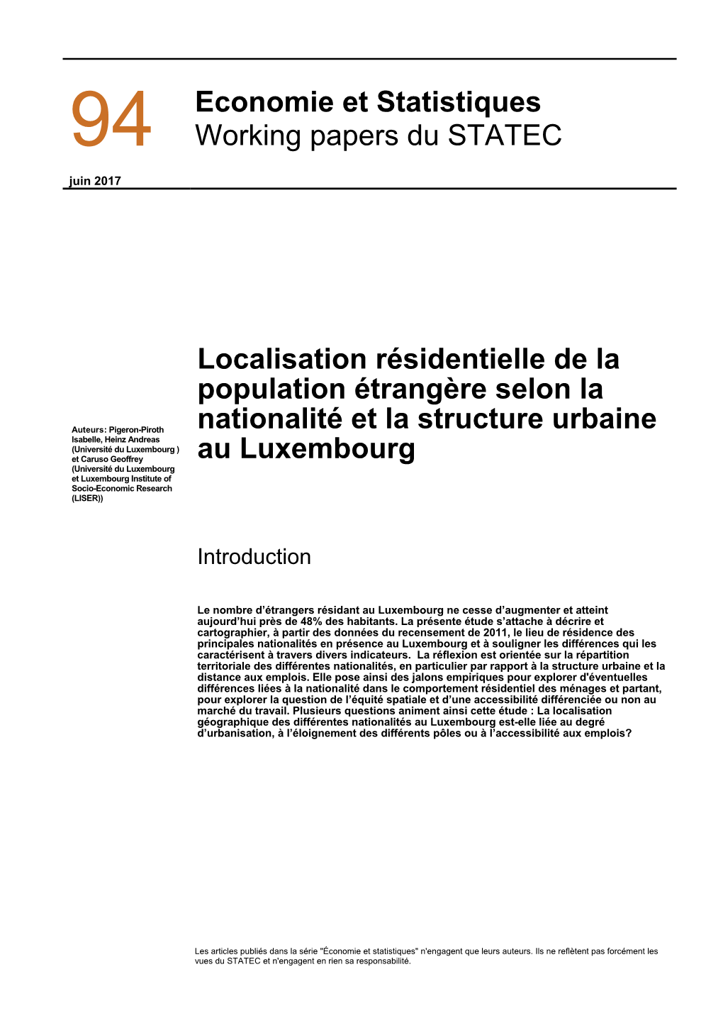 Eco&Stat N°94 Structure Spatiale Urbaine Et Localisation Par