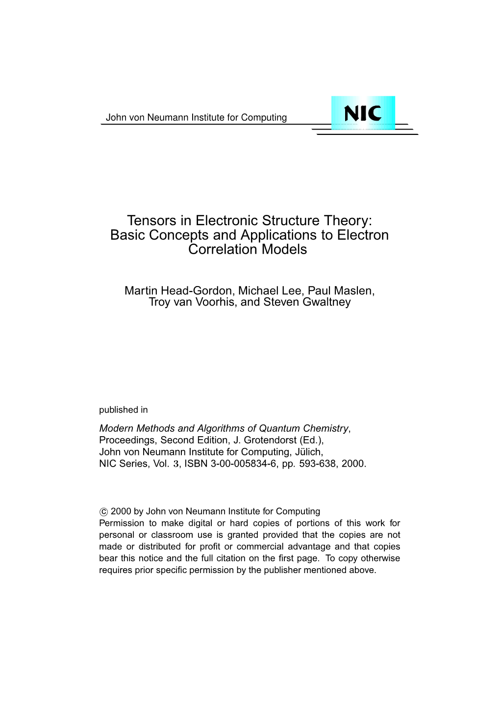 Tensors in Electronic Structure Theory: Basic Concepts and Applications to Electron Correlation Models