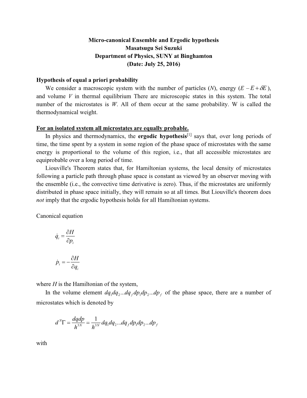 3.2 MC II Ergodic Hypothesis