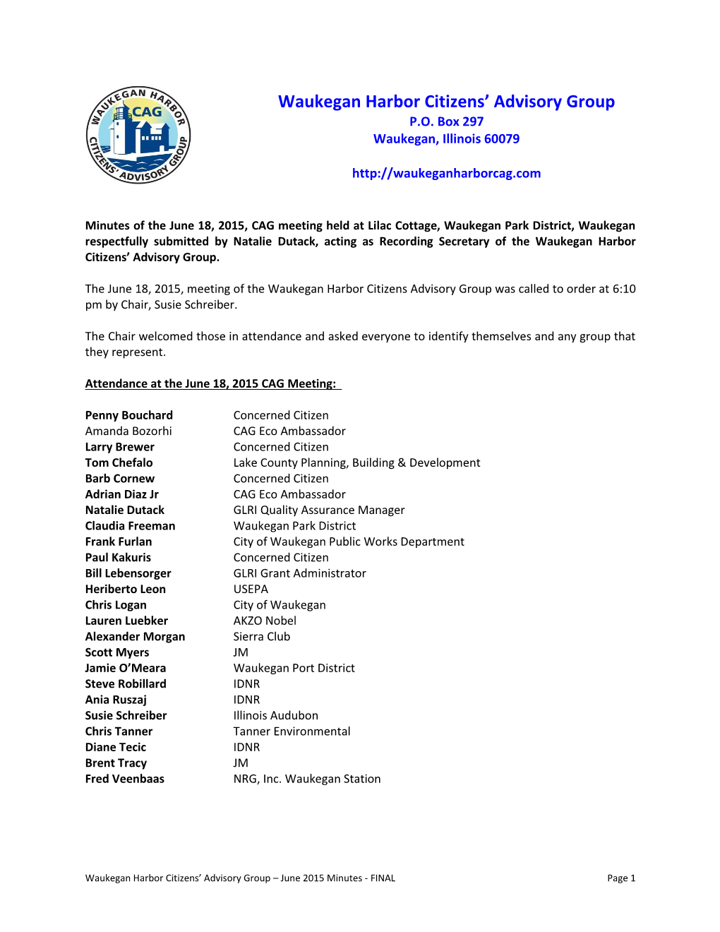 Waukegan Harbor Citizens' Advisory Group