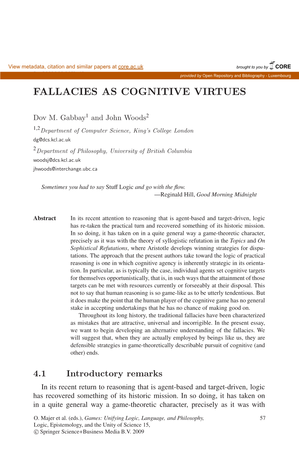 Chapter 4 FALLACIES AS COGNITIVE VIRTUES