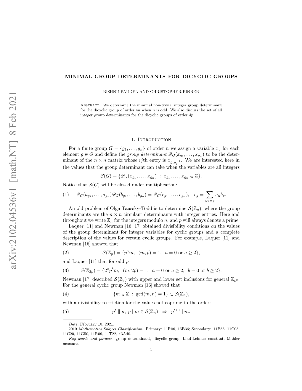 Minimal Group Determinants for Dicyclic Groups 3