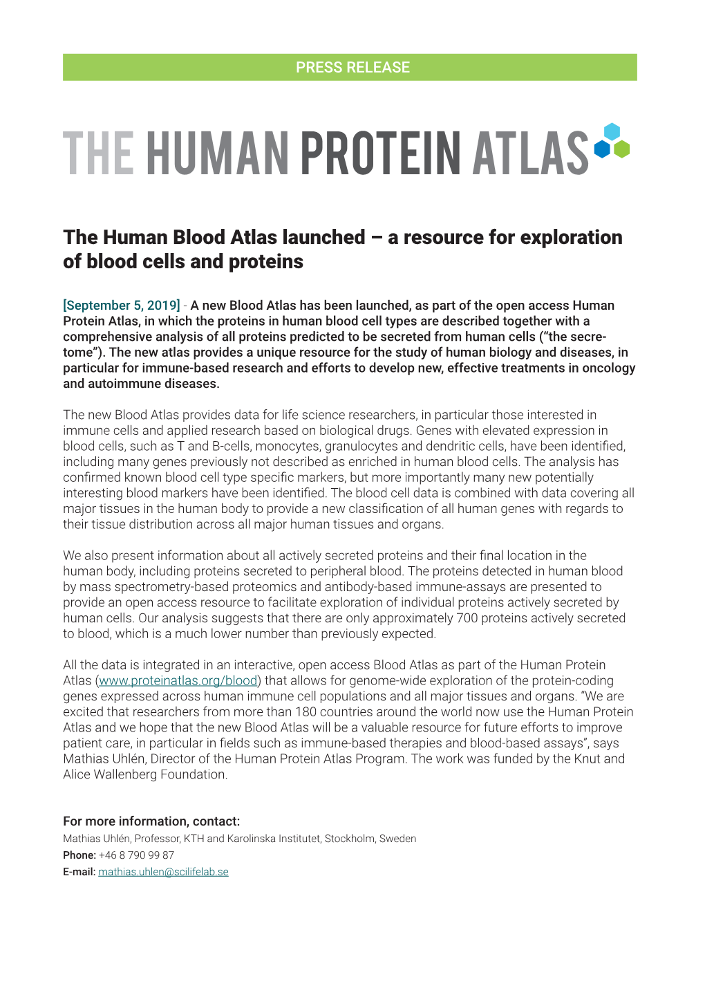 A Resource for Exploration of Blood Cells and Proteins