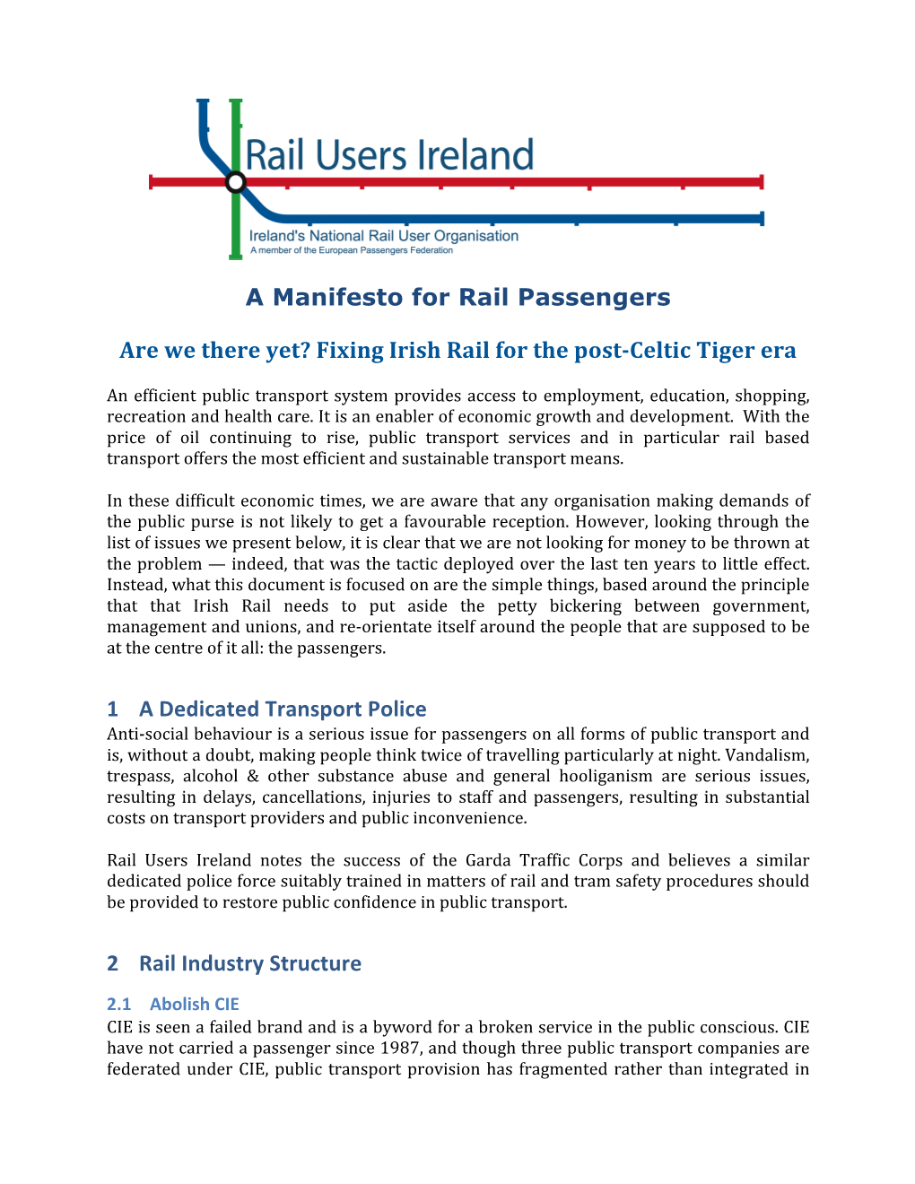 A Manifesto for Rail Passengers V1.2