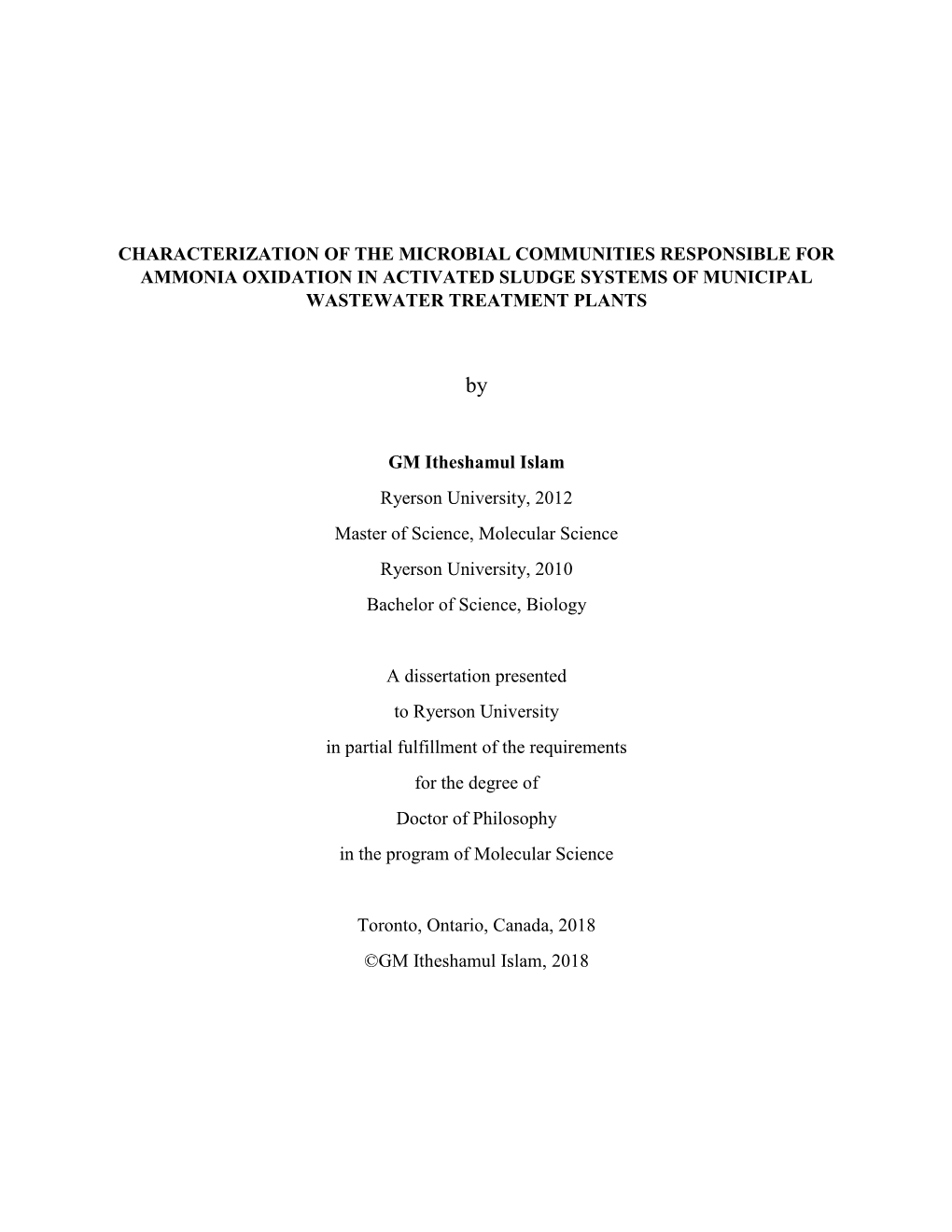 Characterization of the Microbial Communities Responsible for Ammonia Oxidation in Activated Sludge Systems of Municipal Wastewater Treatment Plants