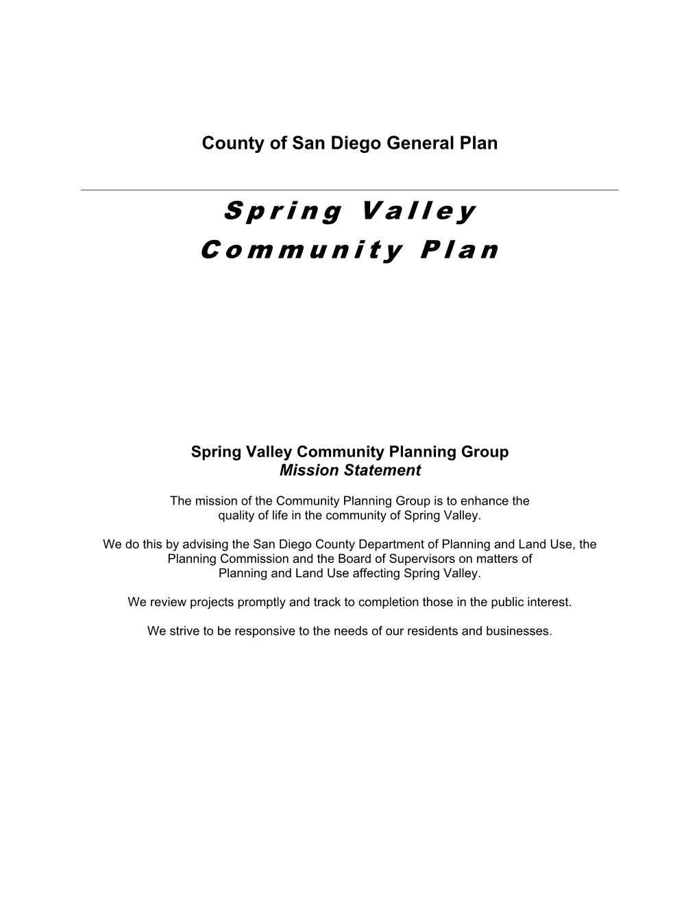 Spring Valley Community Plan