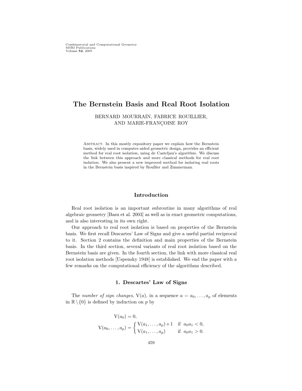 The Bernstein Basis and Real Root Isolation