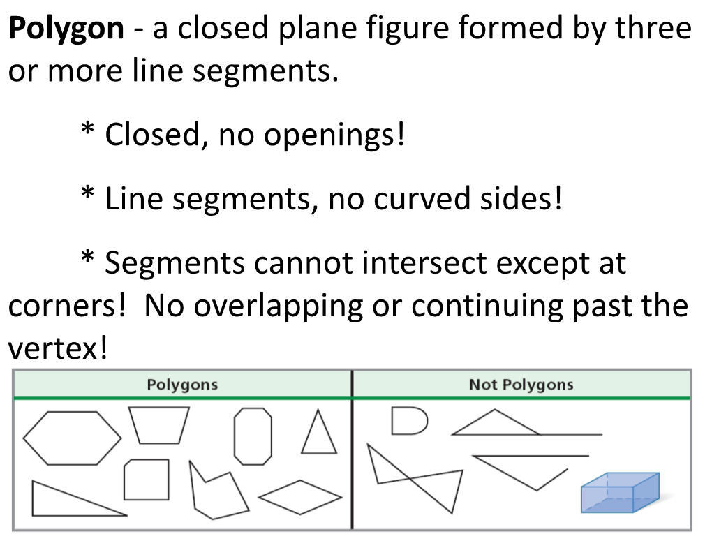 Polygon - a Closed Plane Figure Formed by Three Or More Line Segments