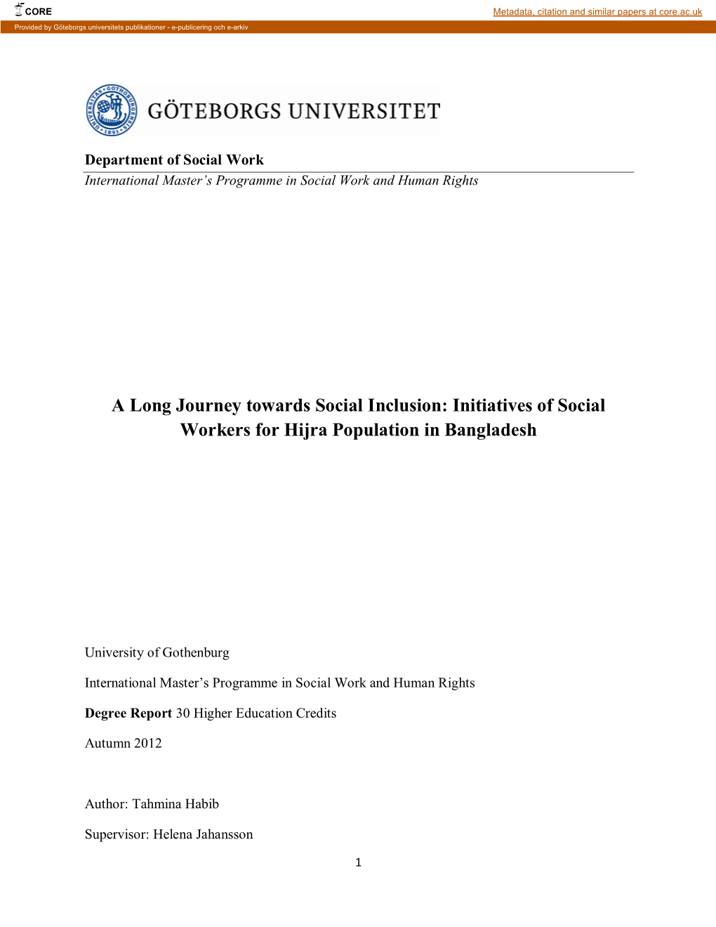 Initiatives of Social Workers for Hijra Population in Bangladesh