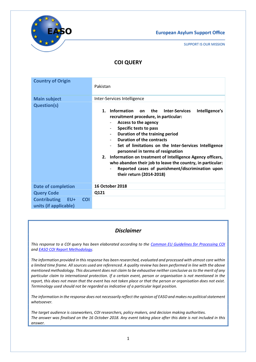 Inter-Services Intelligence Question(S) 1