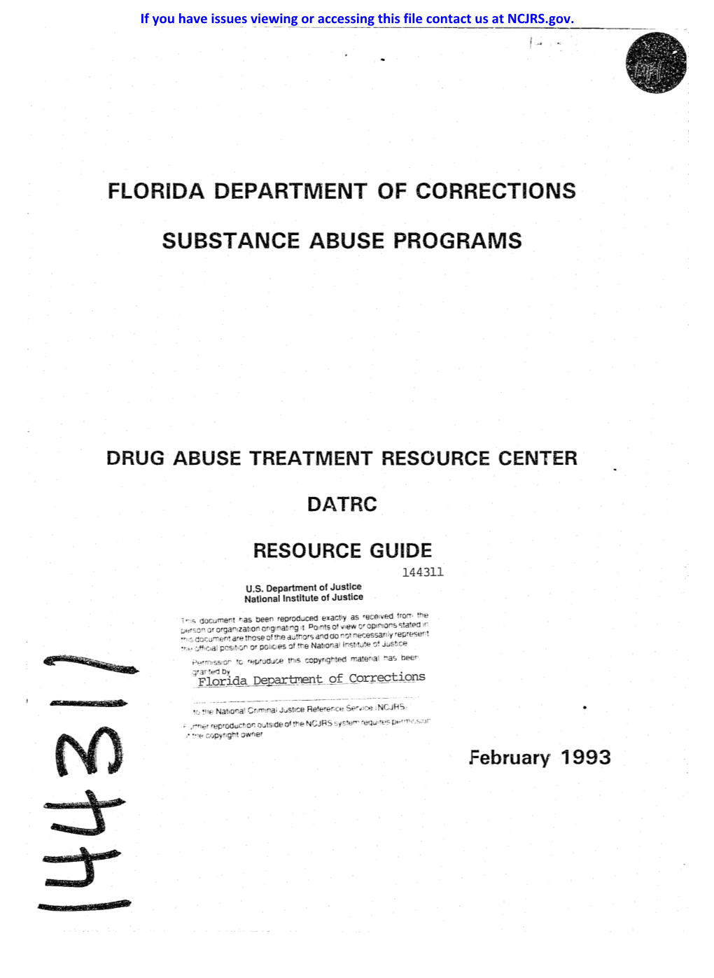 Florida Department of Corrections Substance Abuse Programs Drug Abuse Treatment Resource Center (Datrc)