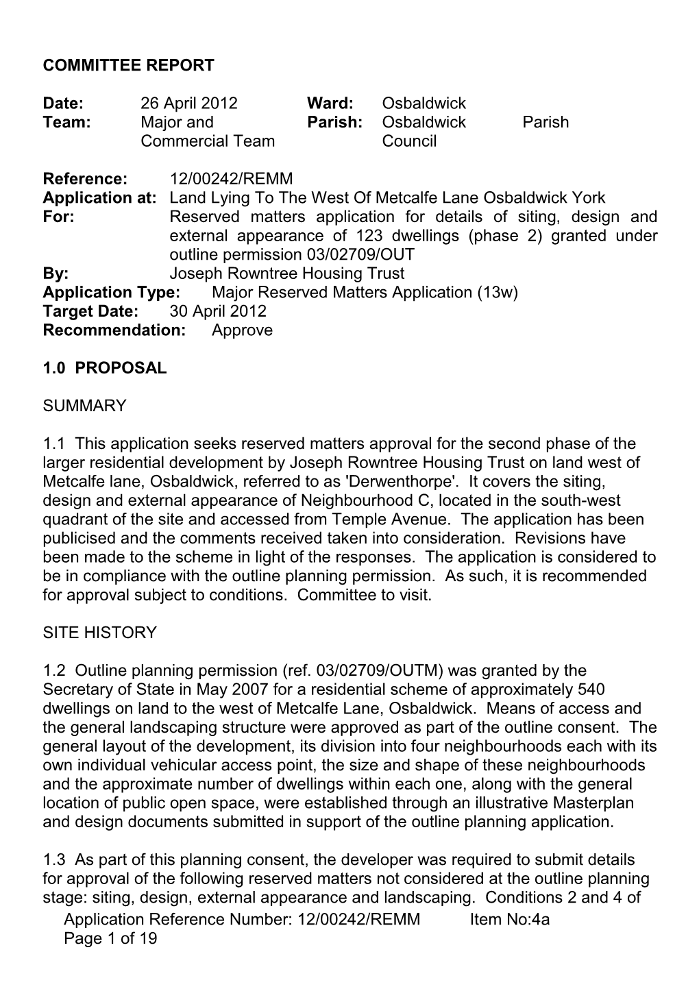 Osbaldwick Team: Major and Parish: Osbaldwick Parish Commercial Team Council