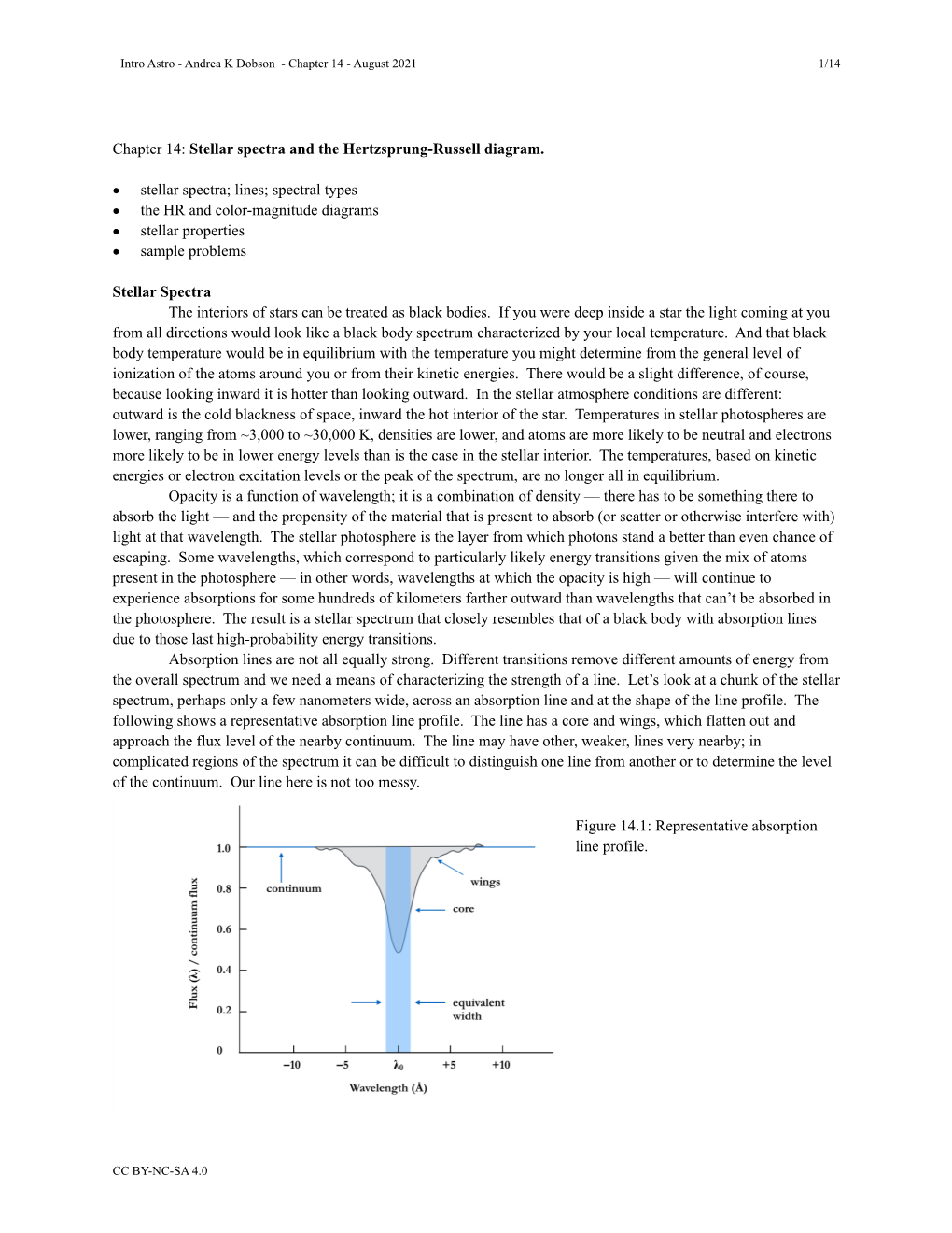 Chap 14 Stellar Spectra and the HR Diagram