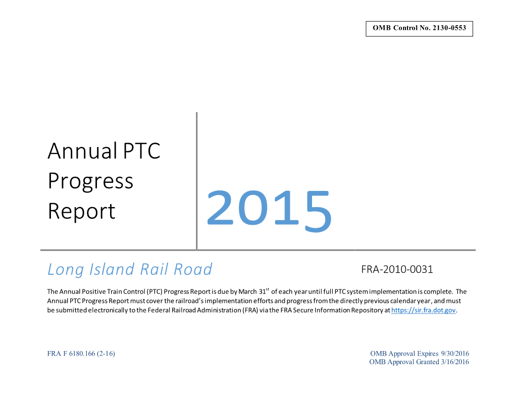 Annual PTC Progress Report 2015