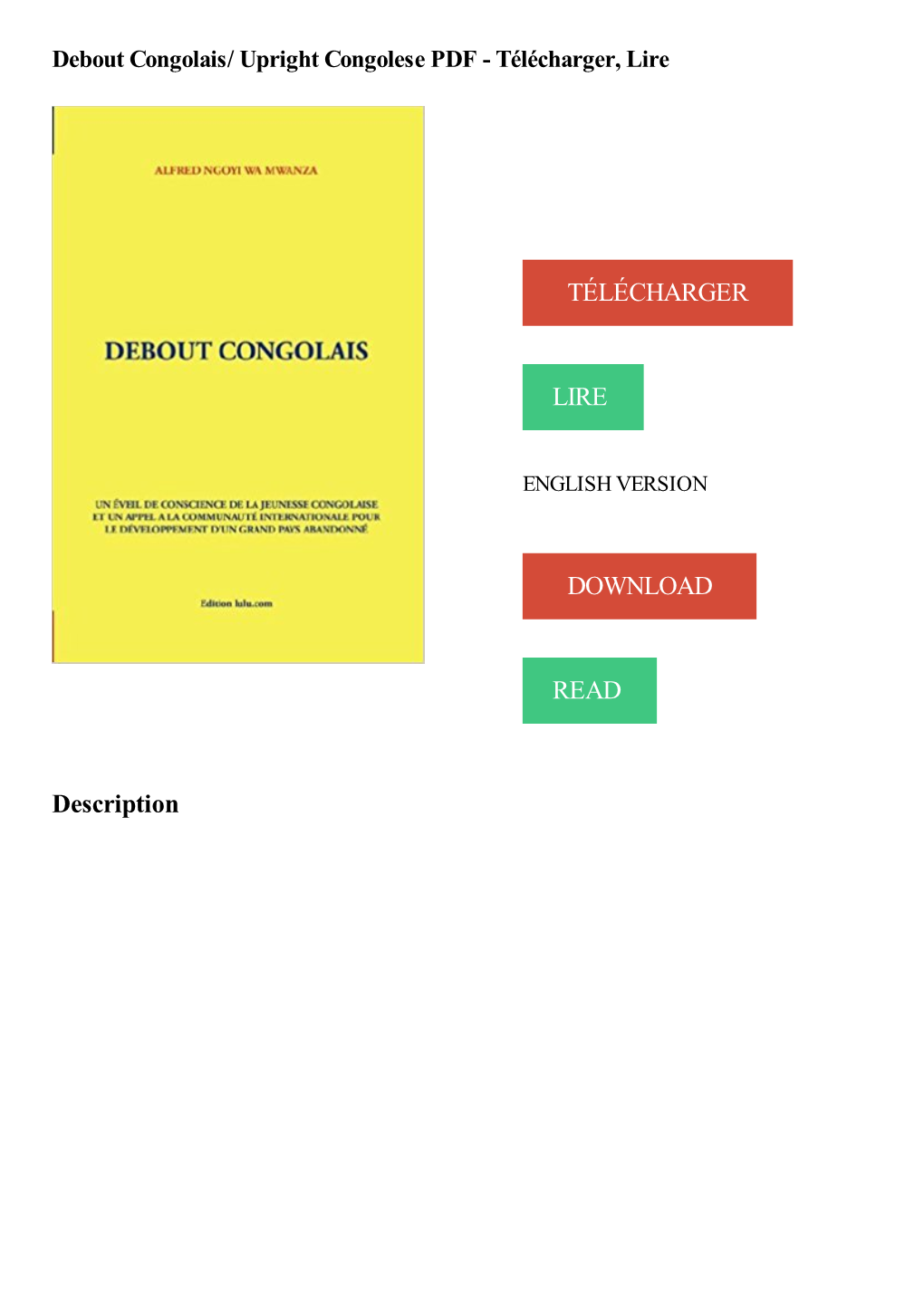 Debout Congolais/ Upright Congolese PDF - Télécharger, Lire