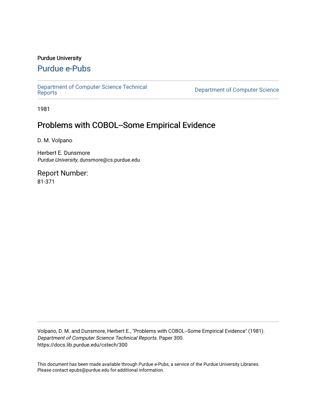 Problems with COBOL--Some Empirical Evidence